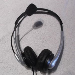 Silver Adjustable Headphones With Adjustable mic